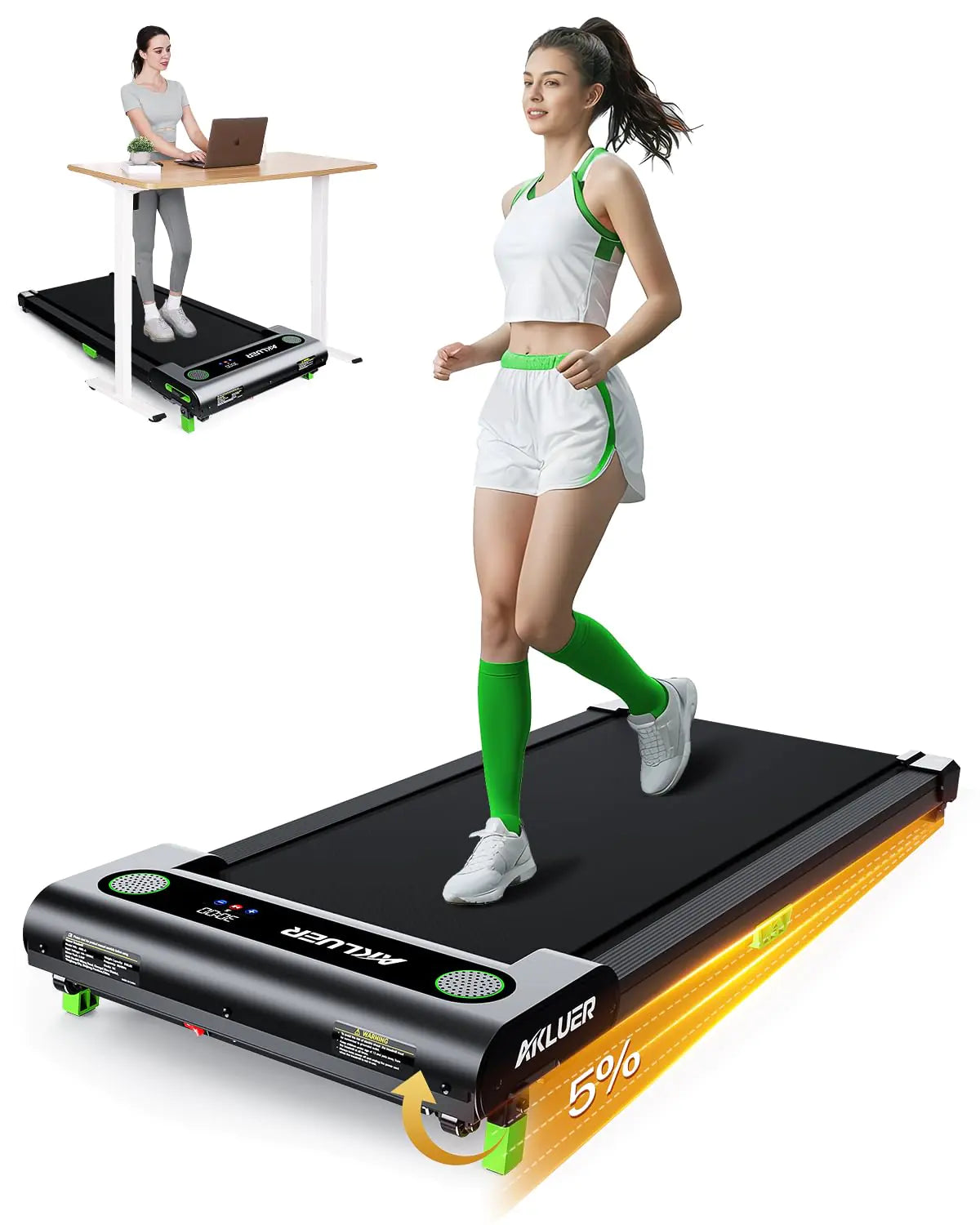 Akluer Walking Pad with Incline Incline Walking Pad Treadmill for Home 2.5 HP Under Desk Treadmill Small with Remote Control Walking Pad Small Treadmill with LED Display