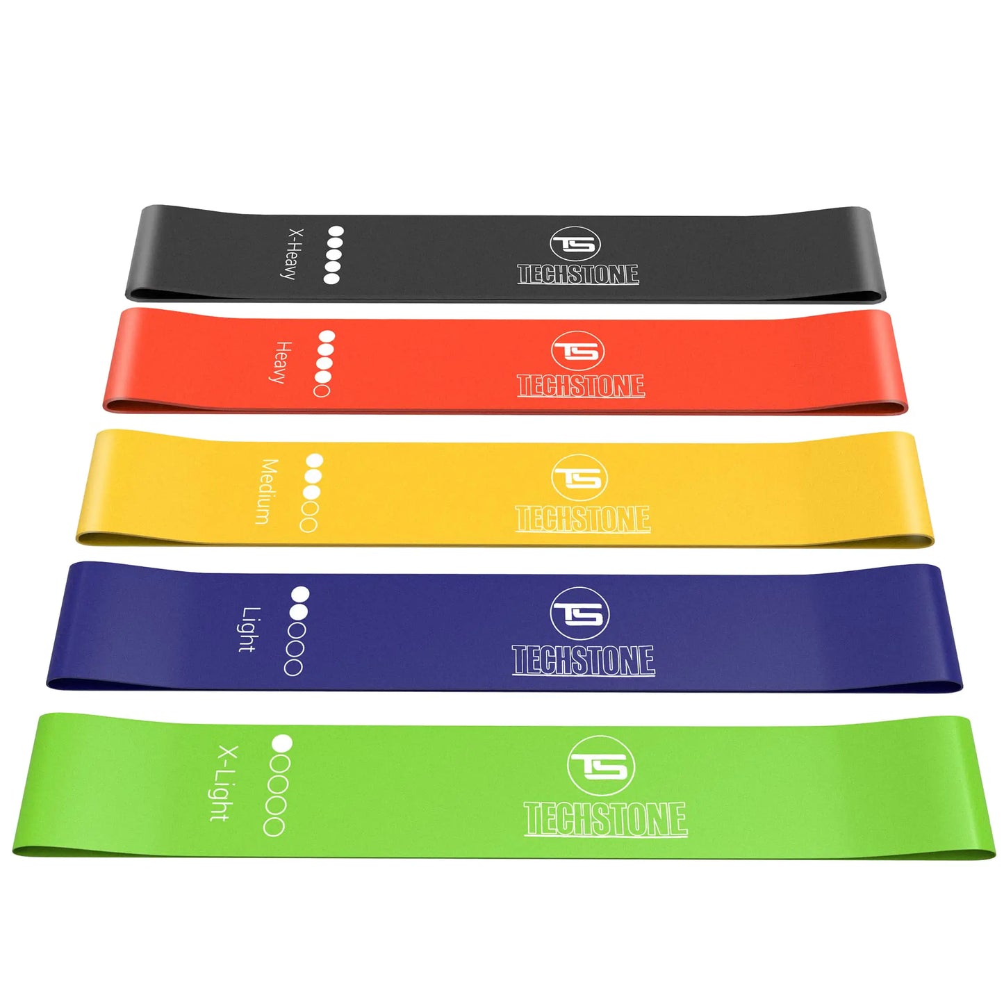 TechStone Resistance Bands Set for Men and Women Pack of 5 Different Levels Elastic Band for Home Gym Long Exercise Workout – Great Fitness Equipment for Training Yoga – Free Carrying Bag
