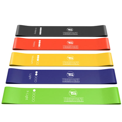 TechStone Resistance Bands Set for Men and Women Pack of 5 Different Levels Elastic Band for Home Gym Long Exercise Workout – Great Fitness Equipment for Training Yoga – Free Carrying Bag